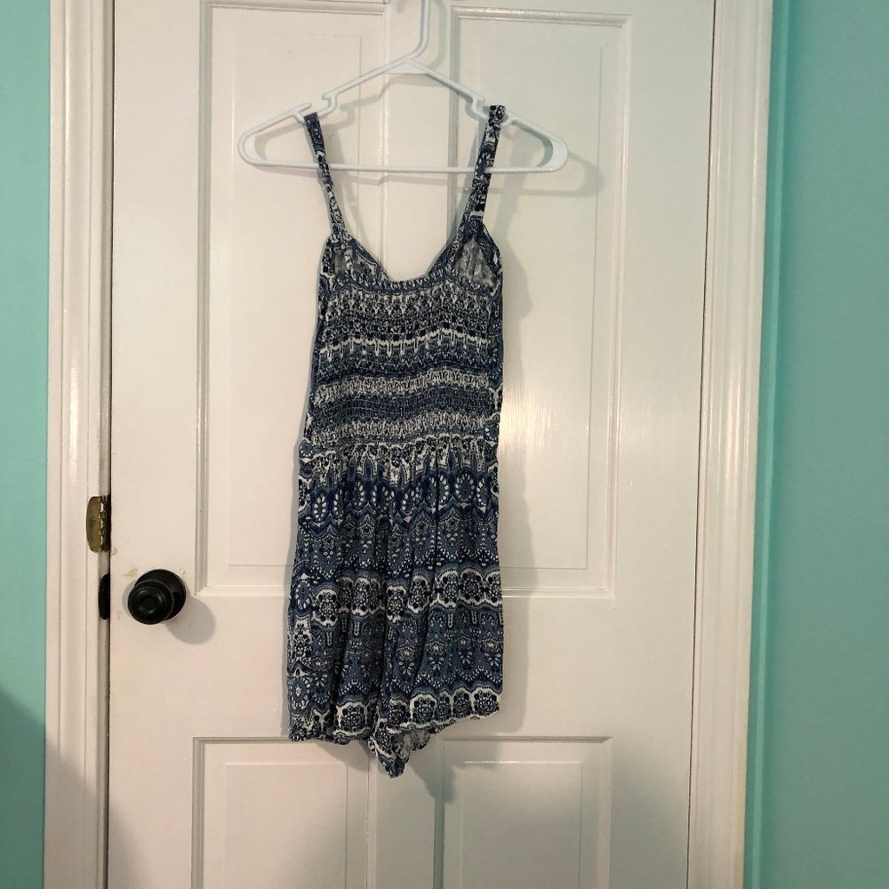 Blue and white romper